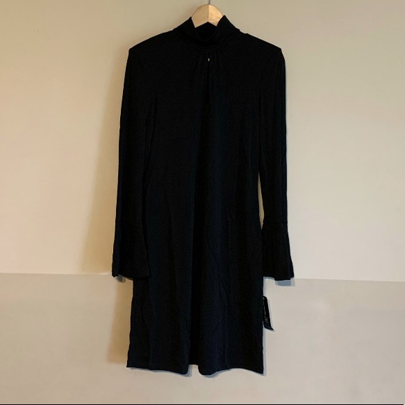 I.N.C. Black Keyhole Neck Dress with Bell Sleeves. Size S petite. - Picture 3 of 8
